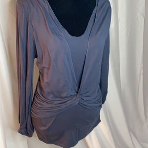 BcbgMaxAzria Steele blue-grey crisscross V-necktop